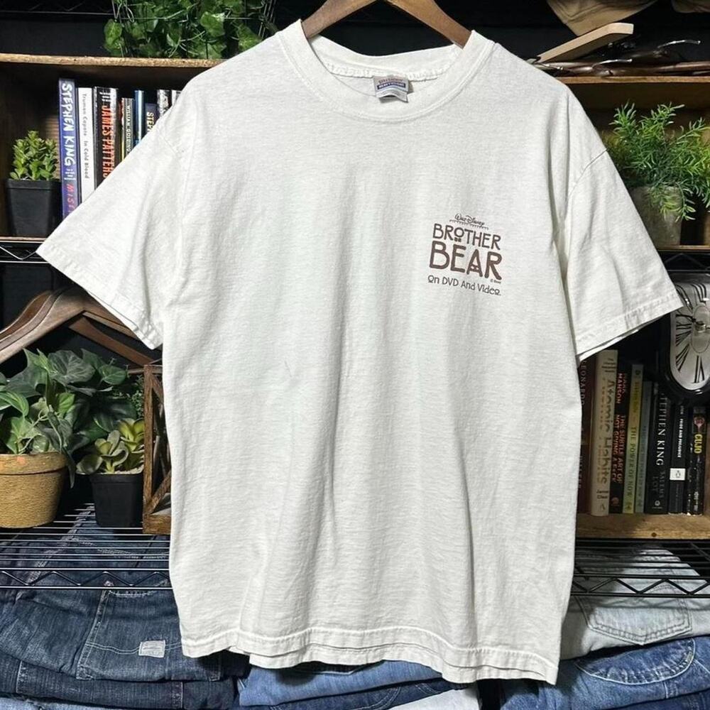 Vintage Walt Disney Brother Bear Movie Promo Tee White Cartoon Shirt Mens Large